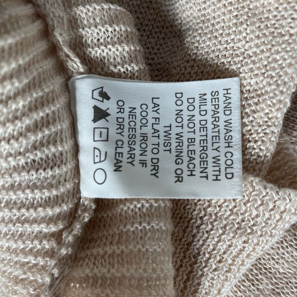 In Cashmere Women's V Neck 100% Linen Pullover Sweater Warm Ivory Color XL NWT - Picture 7 of 7